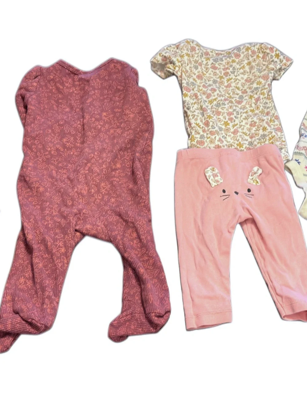 Carter's Gray Floral Hooded One-Piece and 2 Assorted Floral Sleepers